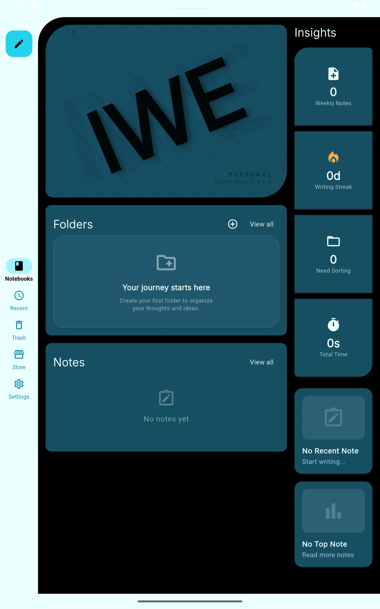 Iwe note-taking app mockup